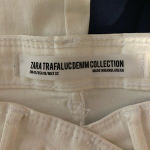 Zara White Jeans with Red and Blue Side Stripe